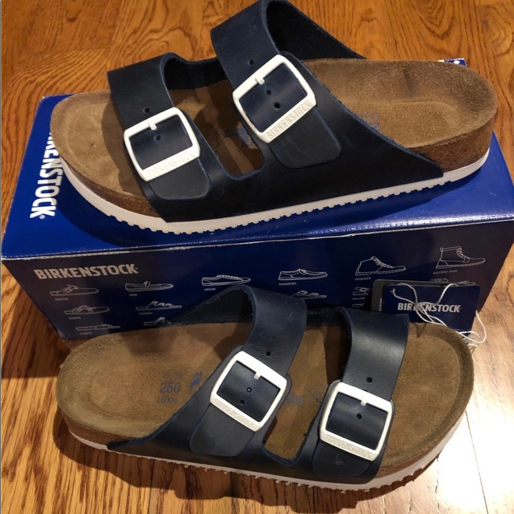 Birkenstock Arizona blue leather 8 narrow